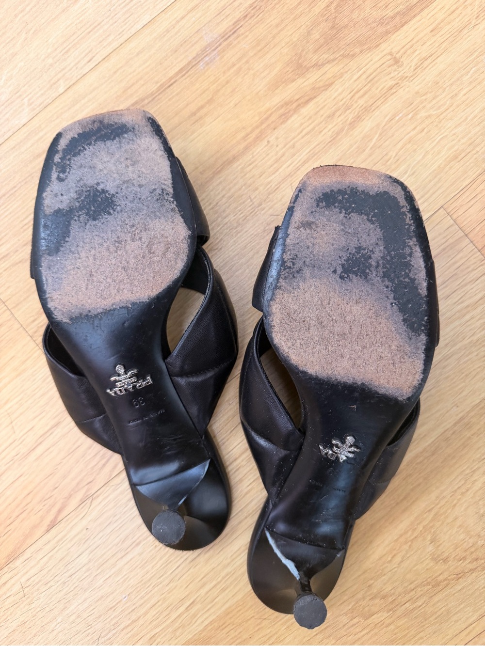 Prada Black Leather Twist-Strap Mules - Picture 4 of 6